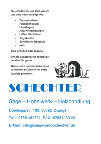 SCHECHTER - S&auml;ge, Hobel, Holzhandlung